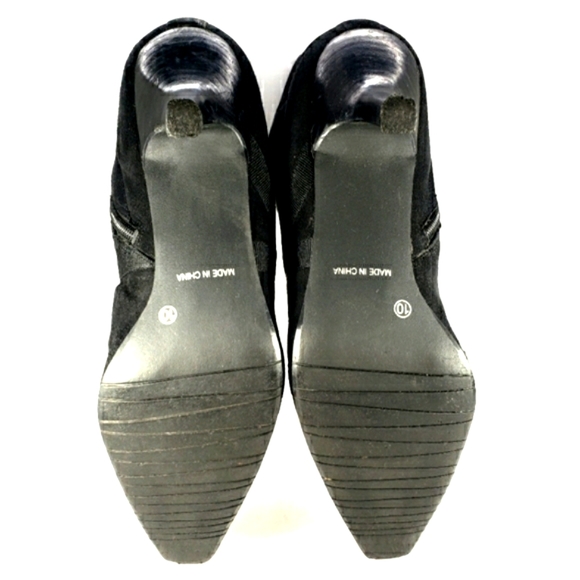 Laura Ashley Grey's Black Fuax Suede, Square Toe, Kitten Heel, Bootie Wmn 10 M - Picture 10 of 12